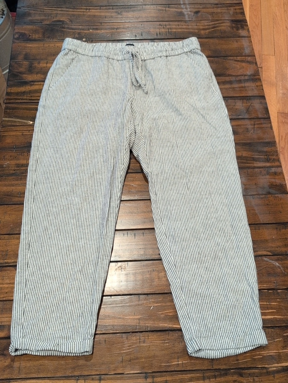 J. Crew Striped Linen Cotton Blend Drawstring Pants - Picture 3 of 8